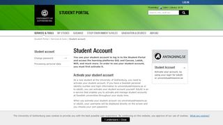
                            6. Manage student account – Student Portal - student@gu