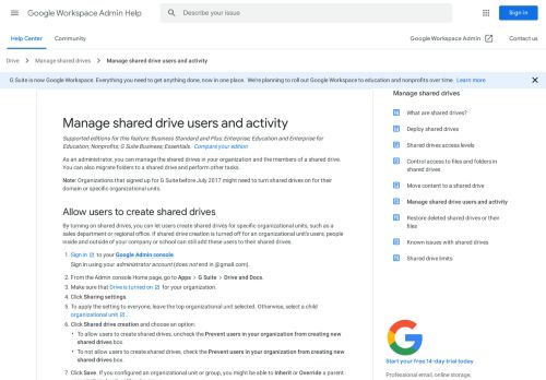 
                            6. Manage Team Drive users and activity - G Suite Admin Help