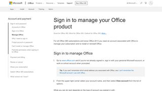 
                            10. Manage the account you use with Office - Office Support