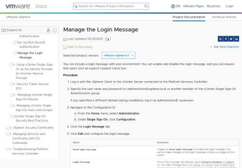 
                            7. Manage the Login Message - VMware Docs