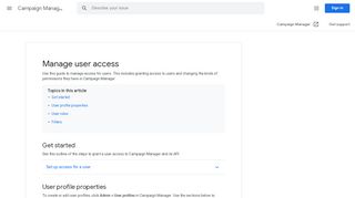 
                            9. Manage user access - Campaign Manager Help - Google Support