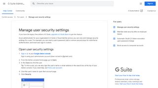 
                            3. Manage user security settings - G Suite Admin Help - Google Support