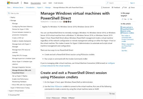
                            13. Manage Windows virtual machines with PowerShell Direct | Microsoft ...
