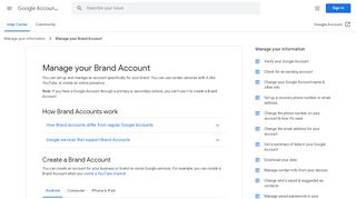 
                            2. Manage your Brand Account - Android - Google Account Help