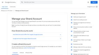 
                            3. Manage your Brand Account - Computer - Google Account Help