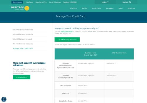 
                            8. Manage Your Credit Card - Heritage Credit Union
