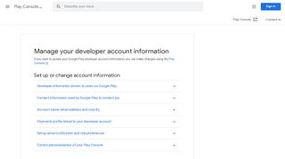 
                            5. Manage your developer account information - Play Console Help