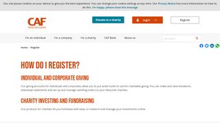 
                            7. Manage your giving or charity fundraising | Register for a CAF account