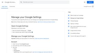 
                            6. Manage your Google Settings - Google Account Help - Google Support