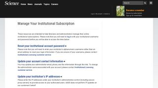 
                            3. Manage Your Institutional Subscription | Science | AAAS