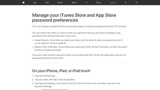 
                            10. Manage your iTunes Store and App Store password ... - Apple Support