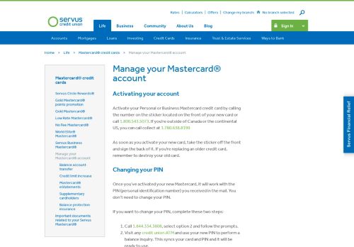 
                            2. Manage your Mastercard account - Servus Credit Union