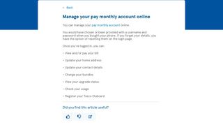 
                            7. Manage Your Pay Monthly Account Online | Tesco Mobile