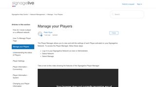 
                            7. Manage your Players – Signagelive Help Centre