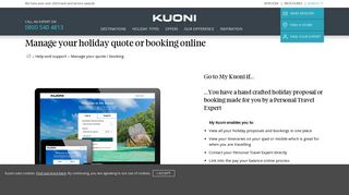 
                            2. Manage your quote / booking - Kuoni Travel