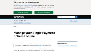 
                            1. Manage your Single Payment Scheme online - GOV.UK