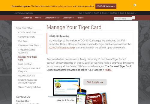 
                            12. Manage Your Tiger Card | Inside.Trinity.edu