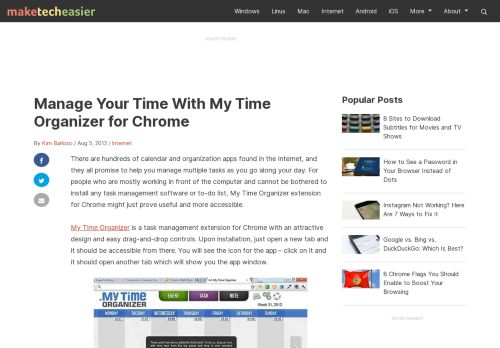 
                            6. Manage Your Time With My Time Organizer for Chrome