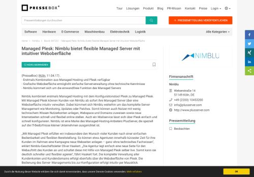 
                            6. Managed Plesk: Nimblu bietet flexible Managed Server mit intuitiver ...