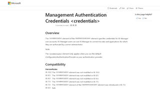 
                            1. Management Authentication Credentials <credentials> | Microsoft Docs