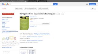 
                            8. Management des organisations touristiques: 1re et 2e années - Résultats Google Recherche de Livres
