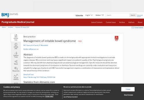 
                            11. Management of irritable bowel syndrome | Postgraduate Medical Journal