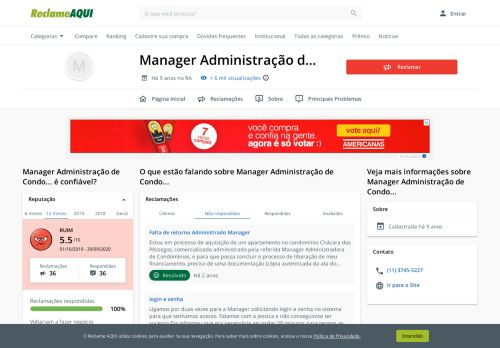 
                            4. Manager Administração de Condominios - Reclame Aqui