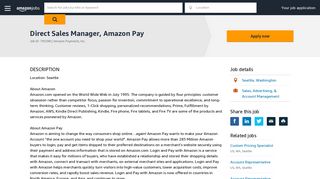 
                            5. Manager, Direct Sales, Amazon Pay - Job ID: 793298 | Amazon.jobs