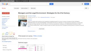 
                            11. Managers and the Legal Environment: Strategies for the 21st Century