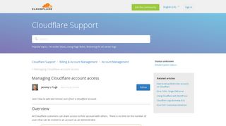 
                            2. Managing Cloudflare account access – Cloudflare Support