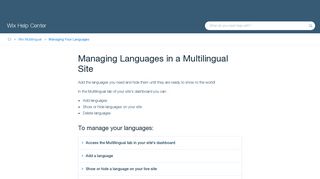
                            4. Managing Languages in a Multilingual Site | Help Center | Wix.com