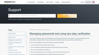 
                            2. Managing passwords and using two-step verification - Amazon Pay