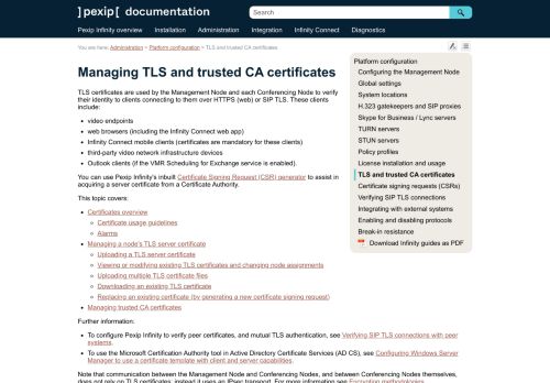 
                            12. Managing TLS and trusted CA certificates - Pexip Docs