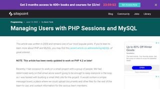 
                            3. Managing Users with PHP Sessions and MySQL — SitePoint