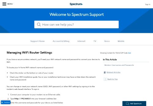 
                            7. Managing WiFi Router Settings - Spectrum.net