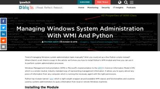 
                            3. Managing Windows System Administration with WMI and Python