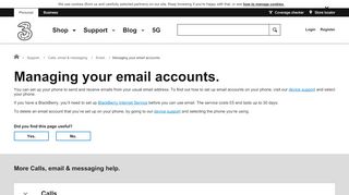 
                            3. Managing your email accounts. - Email - Calls, email ... - Three