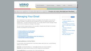 
                            5. Managing Your Email | Verio Transition Information Site