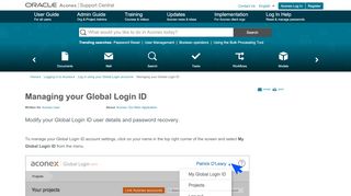 
                            2. Managing your Global Login ID | Oracle Aconex Support Central