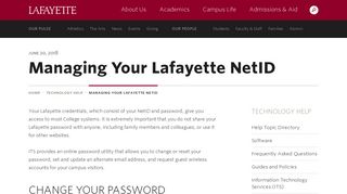 
                            11. Managing Your Lafayette NetID · Technology Help · Lafayette College