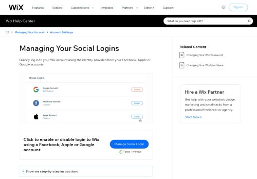 
                            2. Managing Your Social Logins | Help Center | Wix.com