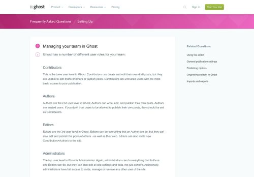 
                            13. Managing your team in Ghost: User roles and permissions - FAQ
