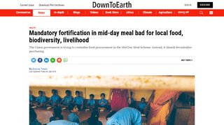 
                            12. Mandatory fortification in mid-day meal bad for local food, biodiversity ...