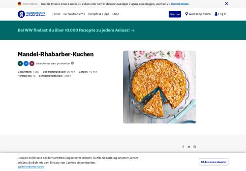 
                            12. Mandel-Rhabarber-Kuchen Rezept | WW Deutschland