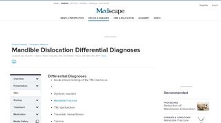 
                            12. Mandible Dislocation Differential Diagnoses - eMedicine (Medscape)