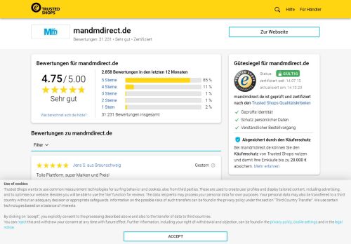 
                            4. mandmdirect.de Bewertungen & Erfahrungen | Trusted Shops