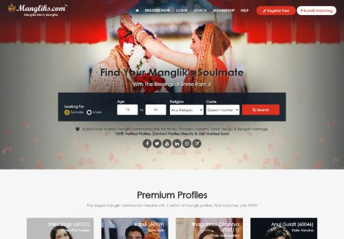 
                            9. Mangliks.com: Manglik Matrimonial | Matrimony & Marriage Site