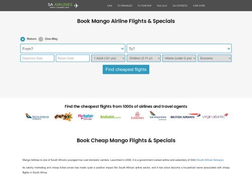 
                            12. Mango Airline | Book Mango Airlines Specials From R379 | SA Airlines