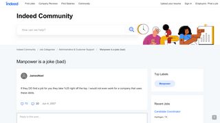 
                            11. Manpower is a joke (bad) - Manpower Jobs | Indeed.com