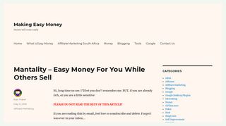 
                            12. Mantality - Easy Money For You While Others Sell - Making Easy Money